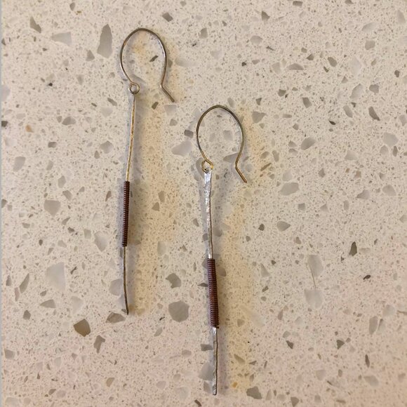 Handmade Aluminum & Copper Wire Dangle Earrings - Picture 1 of 2